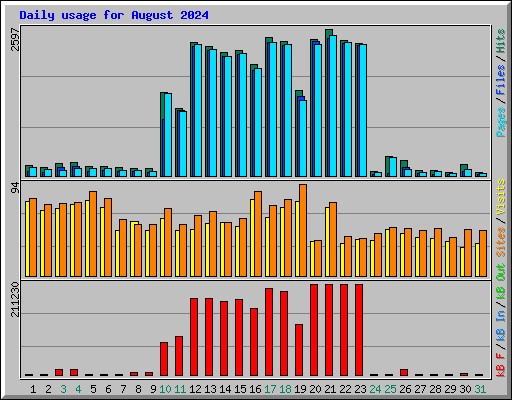 Daily usage for August 2024